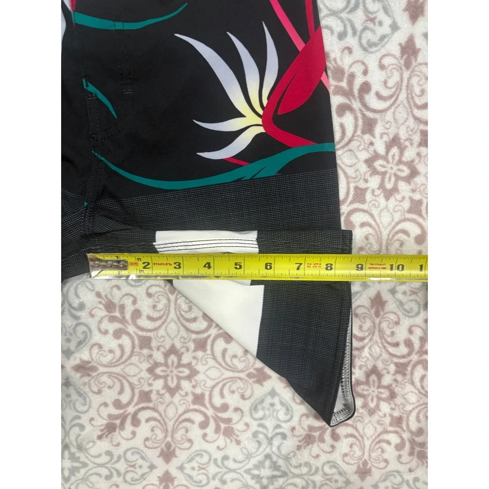 Vans Board Shorts Mens 27 Floral Stripe Bird of Paradise Swim Trunks Black White